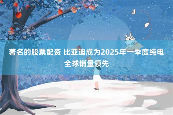著名的股票配资 比亚迪成为2025年一季度纯电全球销量领先