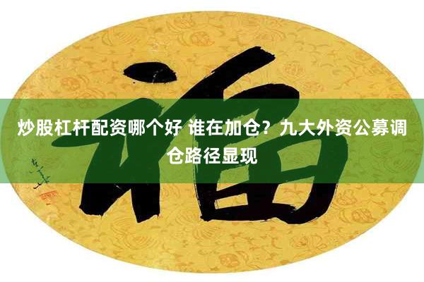 炒股杠杆配资哪个好 谁在加仓？九大外资公募调仓路径显现